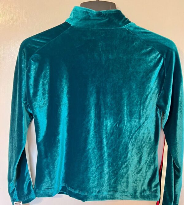 GK WARM UP JACKET LADIES SMALL GREEN VELVET ZIP FRONT GYM DANCE CHEER SKATE AS - Image 7