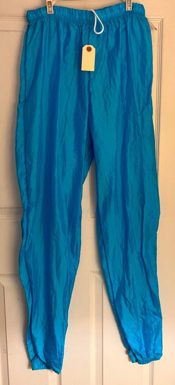 GK WARM UP ADULT X-LARGE BLUE CRINKLE NYLON GYMNASTICS CHEER ATHLETIC PANTS XL