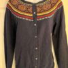 LUCKY BRAND WOMENS MEDIUM WOOL/COTTON NAVY & MULTI COLOR BEADED CARDIGAN SWEATER