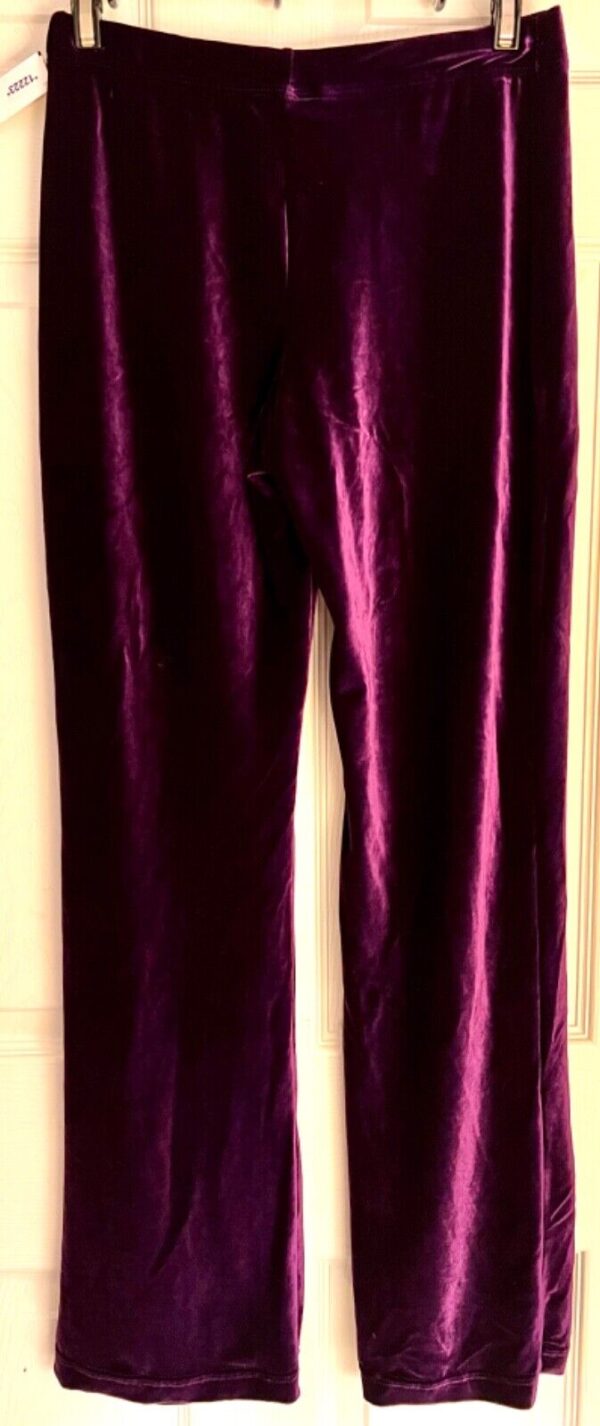 GK PURPLE VELVET WOMENS SMALL WARM UP GYMNASTICS SKATE LOUNGE CASUAL PANTS SZ AS - Image 2