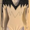 GK LgSLV ADULT SMALL WHITE BLACK MATRIX FOIL CRYSTALS GYMNAST DANCE LEOTARD SZ S - Image 7