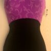 GK DANCE BIKETARD ADULT SMALL AZALEA WISTERIA PRINT BLACK VELVET GYM TANK Sz AS