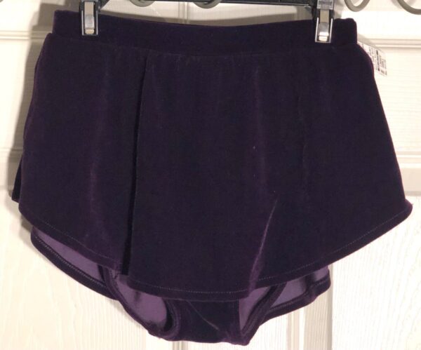 GK ELITE ICE SKATE SKIRT ADULT SMALL PURPLE VELVET PULL ON SKIRT Sz AS NWT!