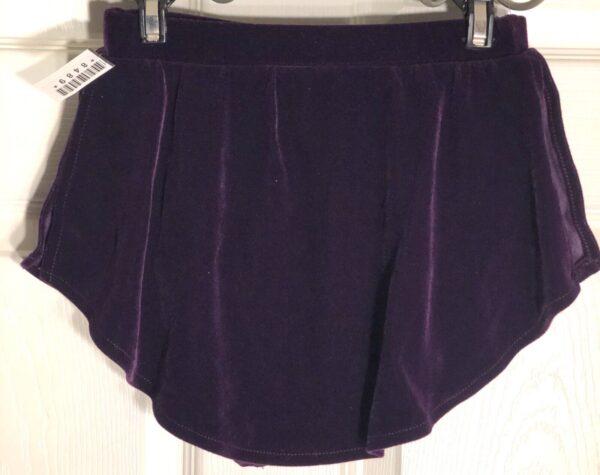 GK ELITE ICE SKATE SKIRT ADULT SMALL PURPLE VELVET PULL ON SKIRT Sz AS NWT! - Image 2