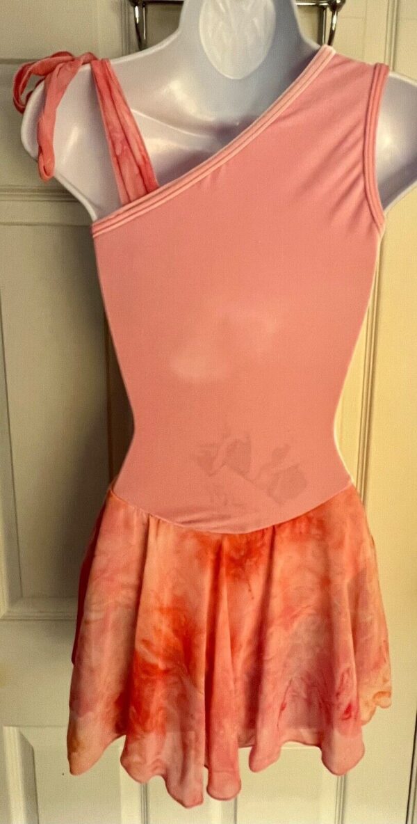 GK ICE FIGURE SKATE ADULT X-SMALL ASYMMETRICAL PINK VELVET TIE-DYE DRESS SZ XS - Image 5