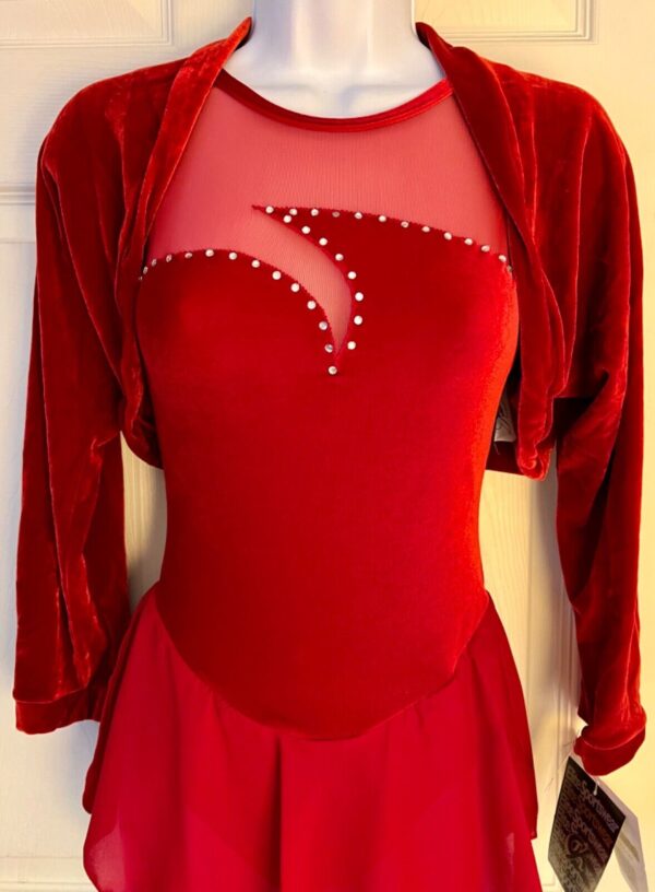 GK ICE SKATE DANCE LADIES X-LARGE RICH RED VELVET LGSLV SHRUG JACKET SZ XL NWT!