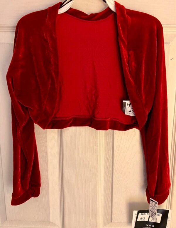 GK ICE SKATE DANCE LADIES SMALL RICH RED VELVET LGSLV SHRUG JACKET SZ S NWT! - Image 2