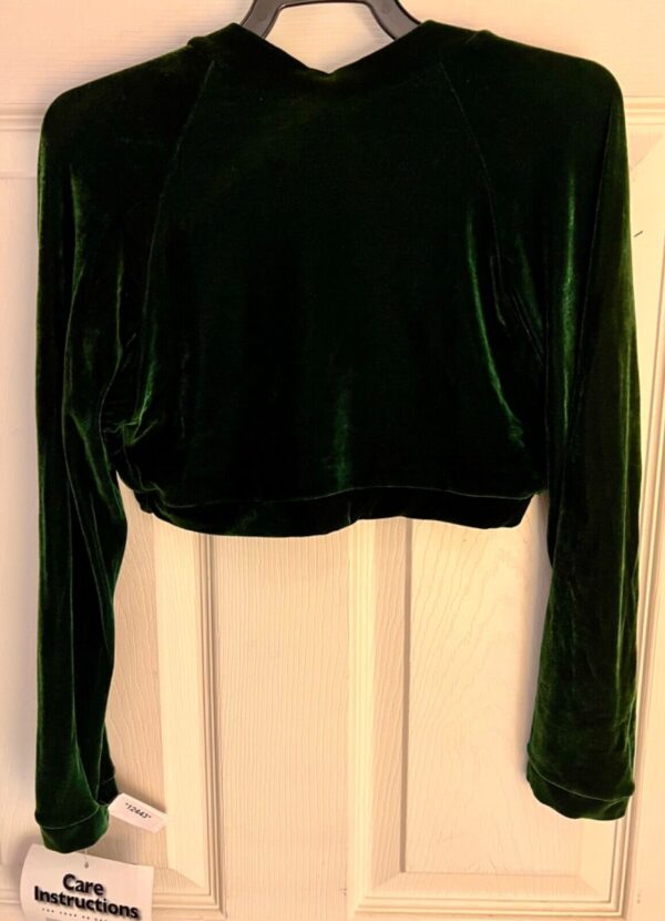 GK ICE SKATE DANCE LADIES SMALL LONG SLEEVE EVERGREEN VELVET SHRUG JACKET SZ S - Image 6