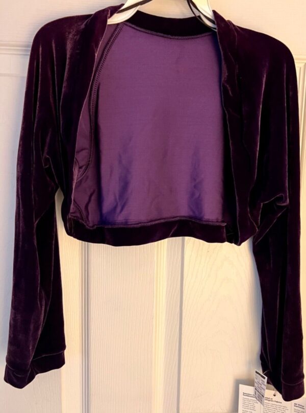 GK ICE SKATE DANCE LADIES LARGE EGGPLANT VELVET LONGSLEEVE SHRUG JACKET SZ L - Image 6