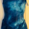 GK TIE DYE DOT FOIL GIRLS LARGE V-BACK VELVET TRIM TANK FIGURE SKATE DRESS CL