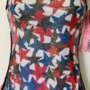 GK TANK LEOTARD ADULT LARGE FOIL STAR PRINT BLACK VELVET TRIM GYMNASTS DANCE AL