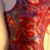 CARLY PATTERSON GK ADULT SMALL RED VELVET FOIL GYMNASTS DANCE TANK LEOTARD Sz AS - Image 3