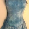GK ICE FIGURE SKATE BLUE CLOUDS ADULT SMALL SLVLS BEAD PRINT TANK DRESS Sz AS