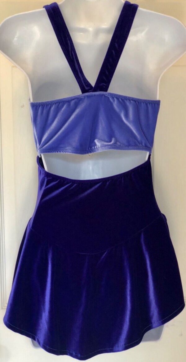 GK TWO TONE PURPLE VELVET LADIES SMALL HALTER RING FIGURE SKATE DRESS Sz AS NWT! - Image 3