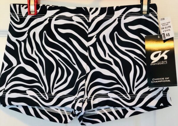 GK MICRO MINI CHEER ADULT SMALL WORKOUT SHORTS ZEBRA STRIPE N/S GYMNAST DANCE AS