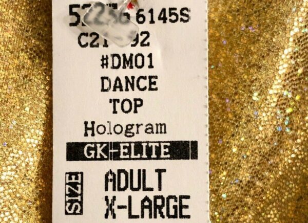 GK Elite Gold Hologram One Shoulder Dance Top Poly Size Adult XL - Image 6