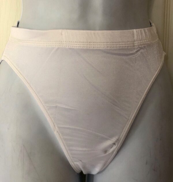 GK HIGH RISE HIGH CUT ADULT X-SMALL GYM DANCE CHEER BRIEFS #1411 WHITE AXS NWT!