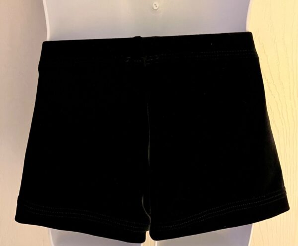 GK BLACK VELVET CHILD MED MICRO MINI JA WORKOUT CHEER DANCE GYMNASTS SHORTS SZ M - Image 4