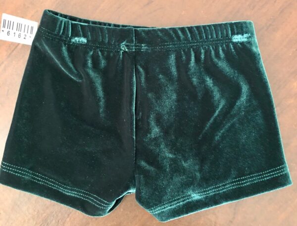 GK GREEN VELVET CHILD MEDIUM MICRO MINI WORKOUT DANCE GYMNASTICS CHEER SHORTS CM - Image 4