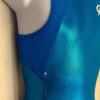GK TURQUOISE FOIL TECHMESH CHILD MEDIUM WHITE PEARLS GYMNAST RACERBACK LEOTARD M - Image 2