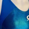 GK TURQUOISE FOIL TECHMESH CHILD MEDIUM WHITE PEARLS GYMNAST RACERBACK LEOTARD M - Image 3