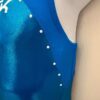 GK TURQUOISE FOIL TECHMESH CHILD MEDIUM WHITE PEARLS GYMNAST RACERBACK LEOTARD M - Image 5