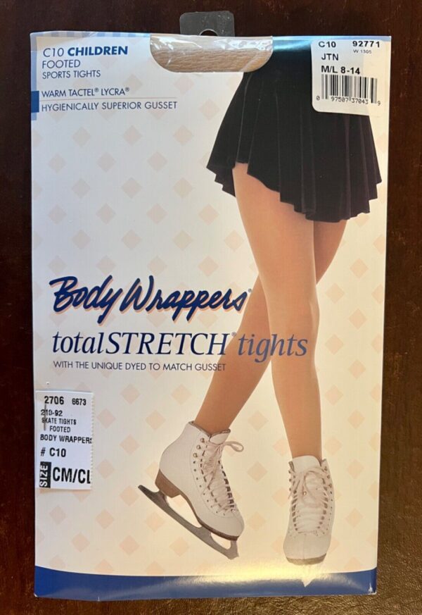 BODY WRAPPERS FOOTED SPORTS TOTAL TACTEL STRETCH SKATE DANCE TIGHTS TAN CM/CL