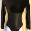 GK LgSLV ADULT SMALL BLACK GLITTER VELVET SHIMMER GYMNASTICS DANCE LEOTARD AS