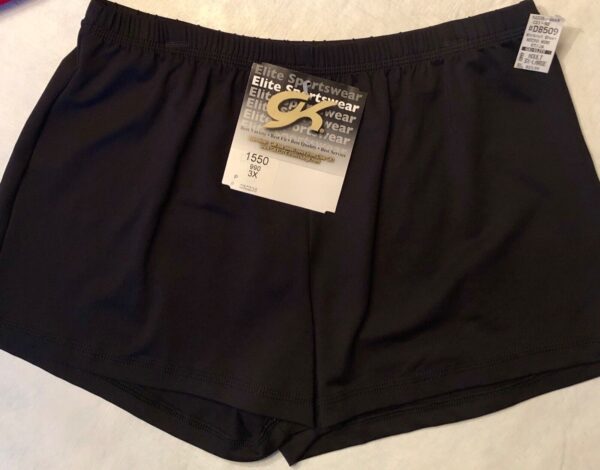 Gk Elite MICRO MINI BLACK CRYSTALS WORKOUT CHEER SHORTS Sz 3XL