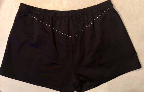 Gk Elite MICRO MINI BLACK CRYSTALS WORKOUT CHEER SHORTS Sz 3XL - Image 2