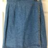 MWC DENIM JEAN SKIRT LADIES SIZE 10 BUTTON WRAP SUEDE STITCHING Sz 10 EUC!
