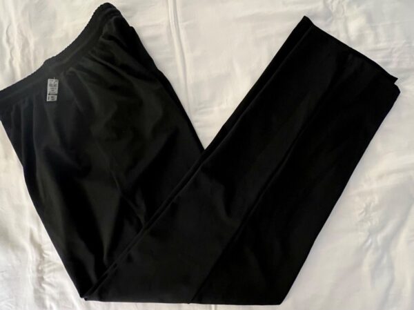 GK WARM UP ADULT LARGE BLACK MICROFIBER GYMNASTS SKATE CHEER ATHLETIC PANTS Sz L