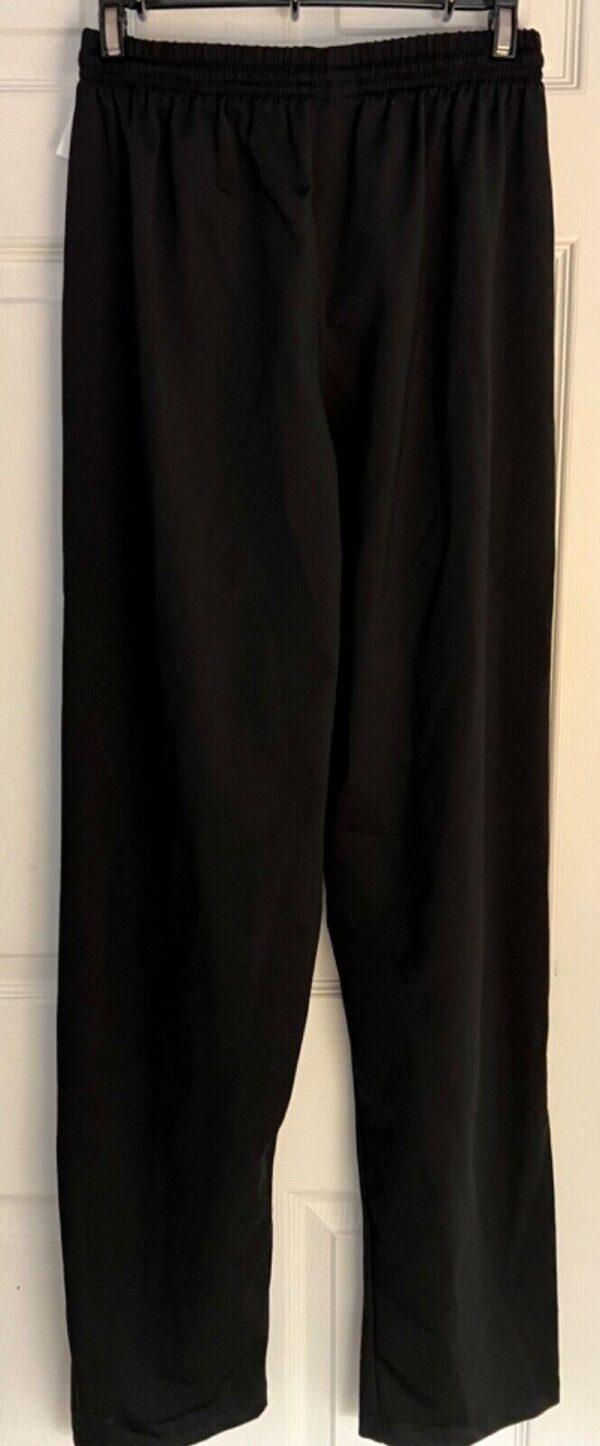 GK WARM UP ADULT LARGE BLACK MICROFIBER GYMNASTS SKATE CHEER ATHLETIC PANTS Sz L - Image 4