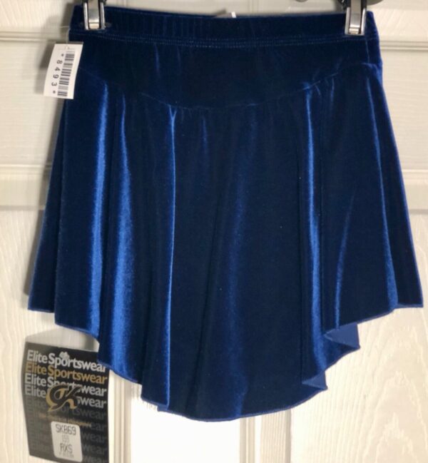 GK ELITE ICE SKATE SKIRT ADULT X-SMALL SAPPHIRE VELVET PULL ON SKIRT Sz AXS NWT! - Image 2