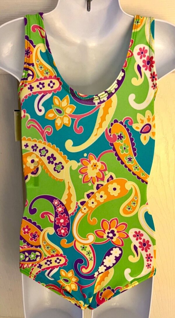 GK "PAIZLEE" CHILD X-SMALL BRIGHT MULTI-COLORED GYMNASTICS DANCE TANK LEOTARD XS - Image 8