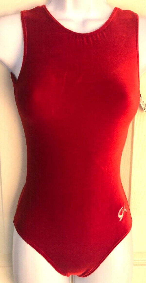 GK RED VELVET LADIES X-SMALL CLASSIC GYMNASTICS DANCE TANK LEOTARD Sz AXS NWT!