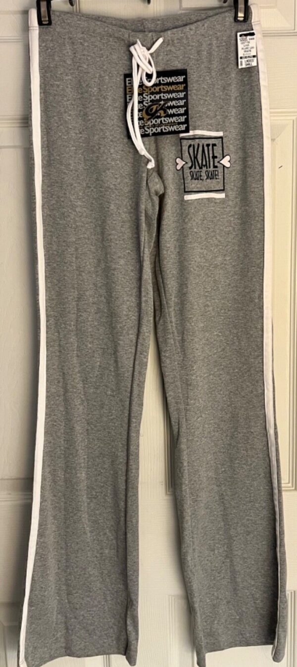 GK â€œDANCEâ€ GRAPHIC ADULT SMALL GRAY COTTON ATHLETIC LOUNGE STRIPES PANTS Sz AS - Image 2