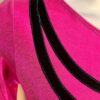 GK LgS PINK VELVET FOIL ADULT SMALL BLACK RIBBONS GYMNAST DANCE CHEER LEOTARD AS - Image 2