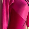 GK LgS PINK VELVET FOIL ADULT SMALL BLACK RIBBONS GYMNAST DANCE CHEER LEOTARD AS - Image 3