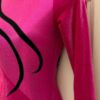GK LgS PINK VELVET FOIL ADULT SMALL BLACK RIBBONS GYMNAST DANCE CHEER LEOTARD AS - Image 4