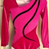 GK LgS PINK VELVET FOIL ADULT SMALL BLACK RIBBONS GYMNAST DANCE CHEER LEOTARD AS - Image 5