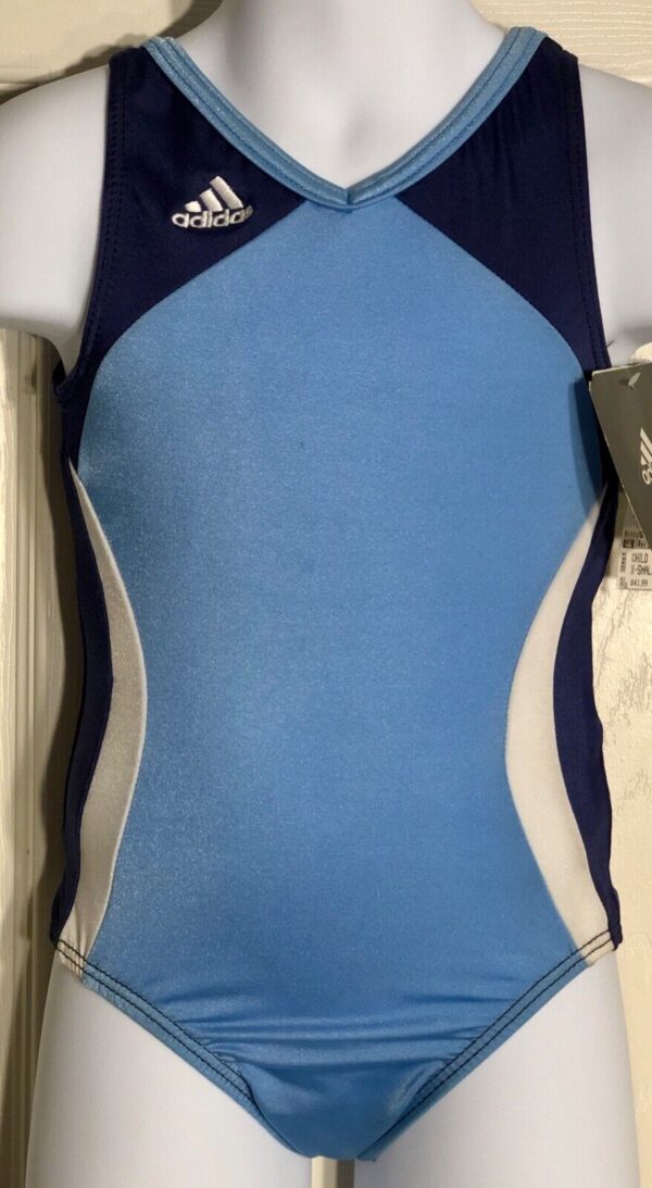 ADIDAS TANK GK LEOTARD CHILD X-SMALL BLUE NYLON/SPANDEX GYMNASTICS DANCE CXS NWT