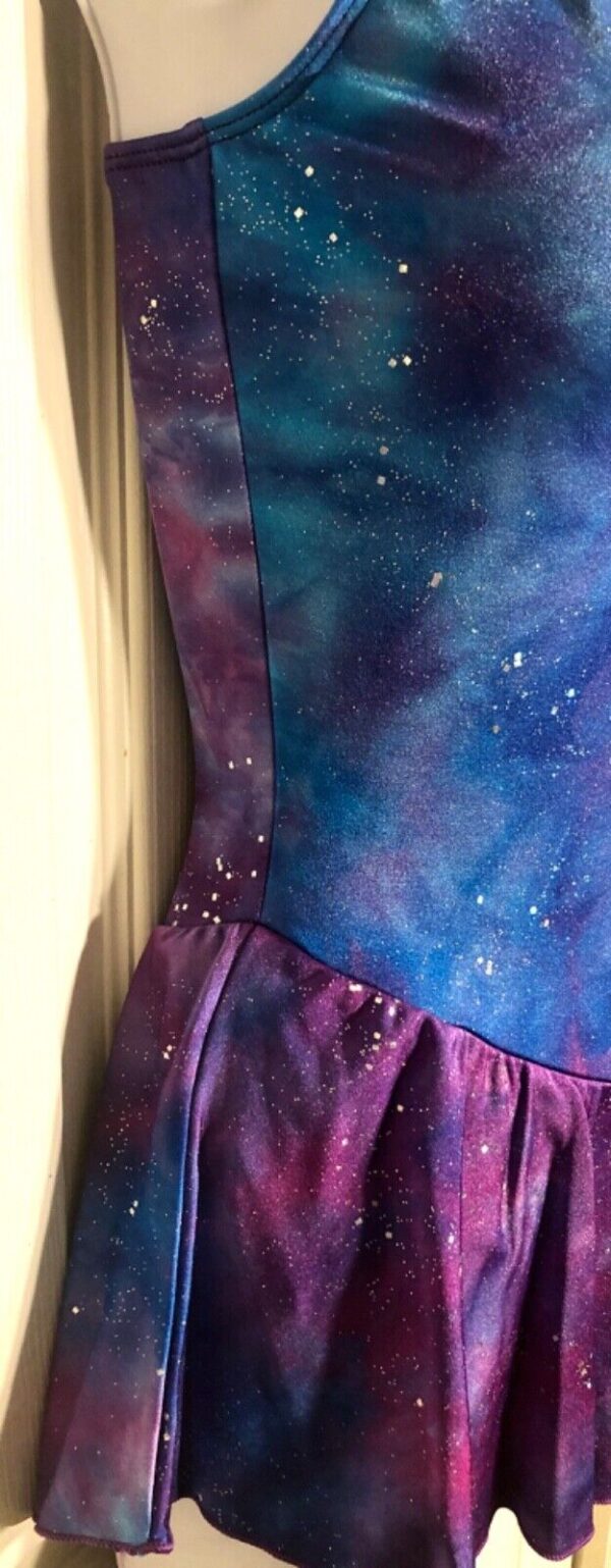 GK ICE FIGURE SKATE CAMISOLE ADULT SMALL MIDNIGHT AURORA FOIL PRINT DRESS AS NWT - Image 4