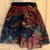 GK DANCE WRAP SKIRT ADULT MEDIUM ABSTRACT WAVE PATTERN BLACK VELVET TIE SZ M NWT