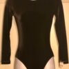 GK LgSLV LEOTARD ADULT SMALL SOLID BLACK VELVET GYMNASTICS DANCE SZ S NWT!