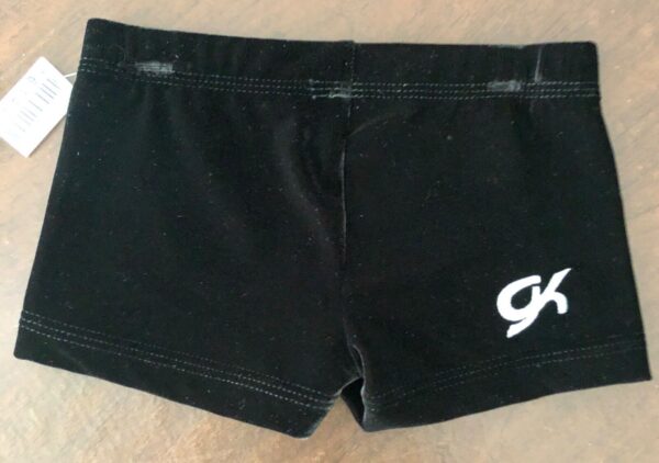 GK BLACK VELVET CHILD MEDIUM MICRO MINI WORKOUT DANCE GYMNASTICS CHEER SHORTS CM - Image 3