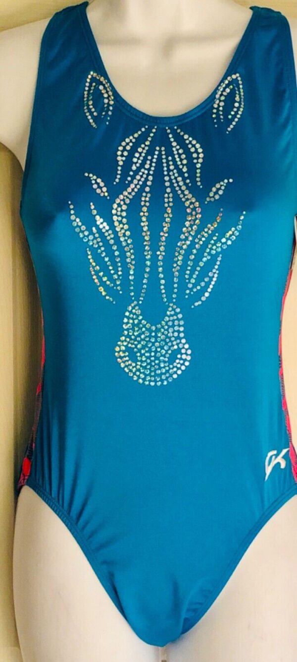 GK ZEBRA SPARKLE ADULT LARGE GYMNASTIC DANCE RACERBACK SPANGLEZ LEOTARD AL NWT!