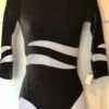 GK 3/4 SLV LADIES SMALL BLACK GLITTER VELVET WHITE FOIL GYMNASTIC LEOTARD AS NWT