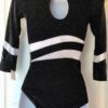 GK 3/4 SLV LADIES SMALL BLACK GLITTER VELVET WHITE FOIL GYMNASTIC LEOTARD AS NWT - Image 2