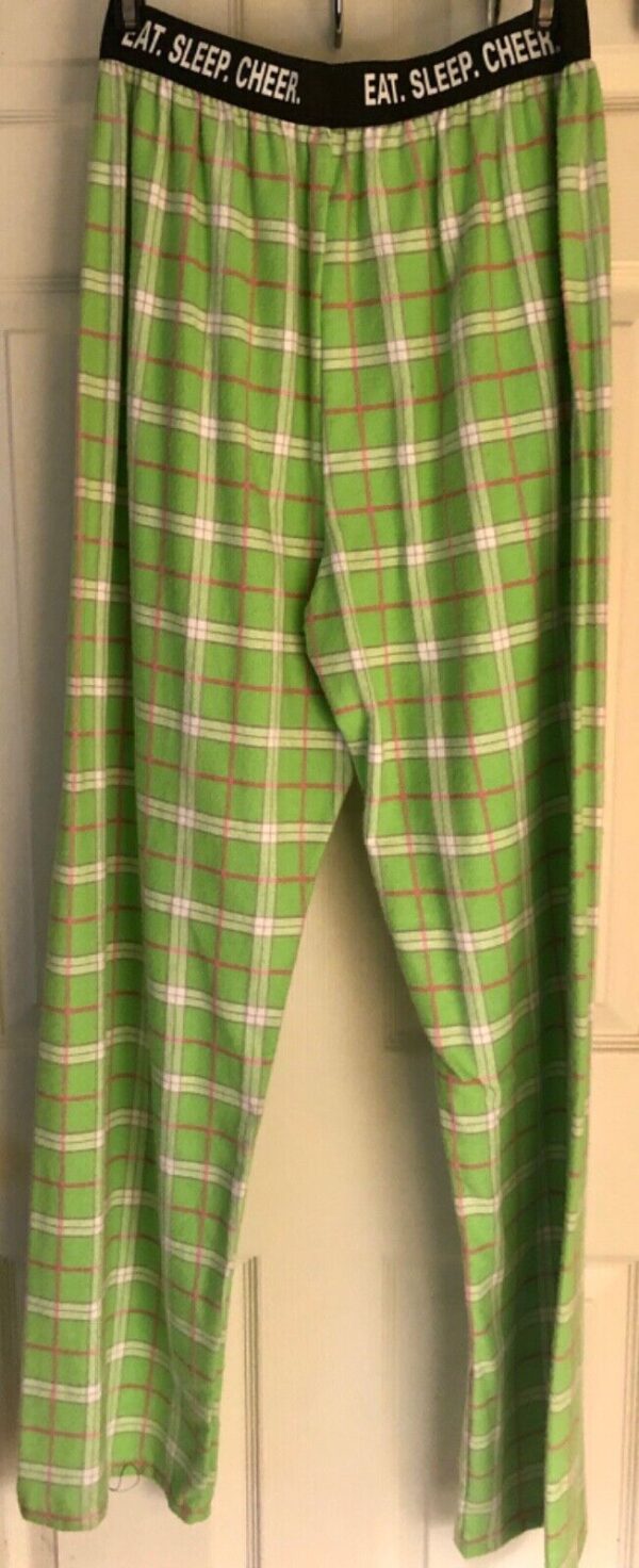 GK CHEER PJ FLANNEL PANTS SIZE LADIES MEDIUM GREEN PLAID CHEER AM NWT! - Image 3